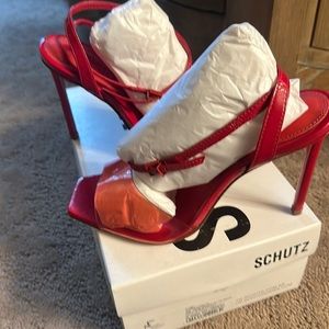Schutz Red Clear Sandals size 7
